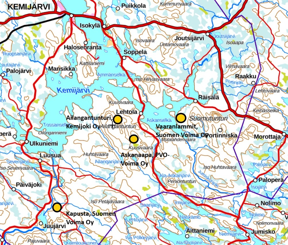Kartta_pumppuvoimalat Pro Kemijärvi